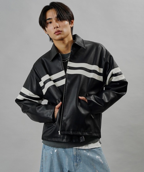 【送料無料/即納】  セール】PUBLUX/パブリュクス Fake Jacket line leather ウェア