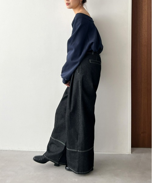 Olu.（オルドット）の「ショルダーデザインスウェット（スウェット・レディース・ライトグレー/ネイビー/ブラック/グレー・FREE）」の15枚目の写真