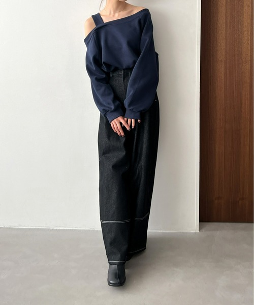 Olu.（オルドット）の「ショルダーデザインスウェット（スウェット・レディース・ライトグレー/ネイビー/ブラック/グレー・FREE）」の13枚目の写真