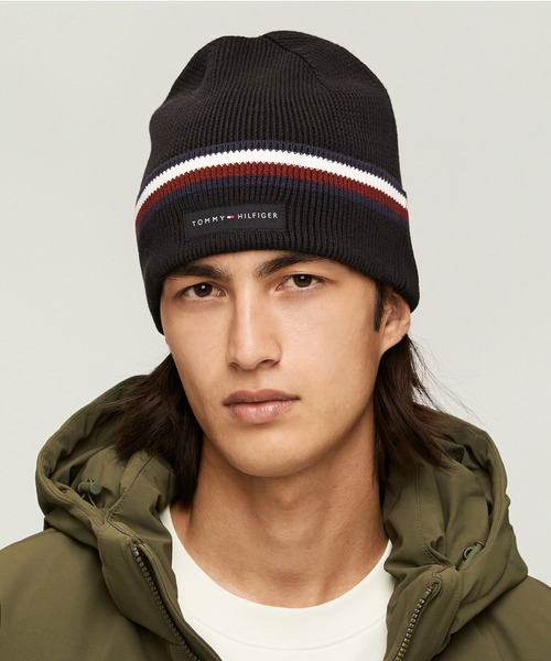 【セール】コープラブソリッドストライプビーニー（ニットキャップ/ビーニー）｜TOMMY HILFIGER（トミーヒルフィガー）