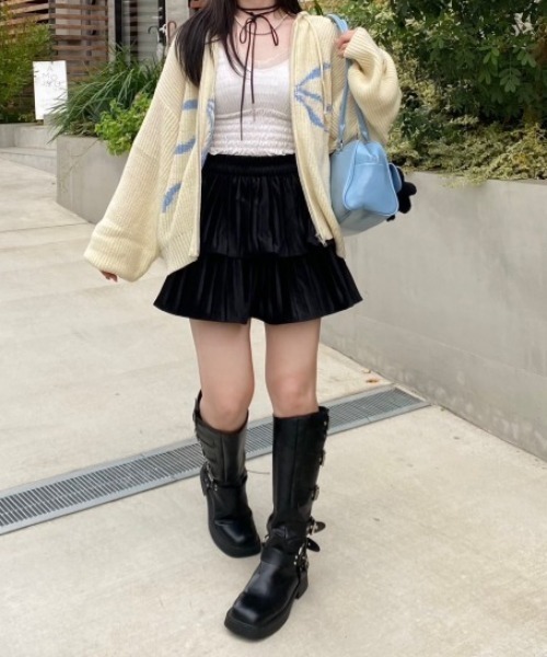 nemne store（ネンネストア）の「【Seoup】リボンモチーフジップニットフーディ（スウェット・レディース・ブラック/アイボリー/グレー系/ホワイト系/ピンク系・フリー）」の7枚目の写真