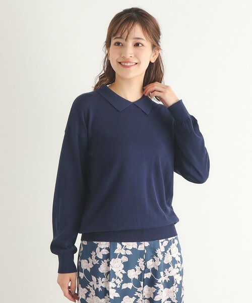 【セール】【4colors／Lサイズあり／コットン混／クレリックデザインあり】プルオーバーニット（ニット/セーター）｜LAURA ASHLEY（ローラアシュレイ）
