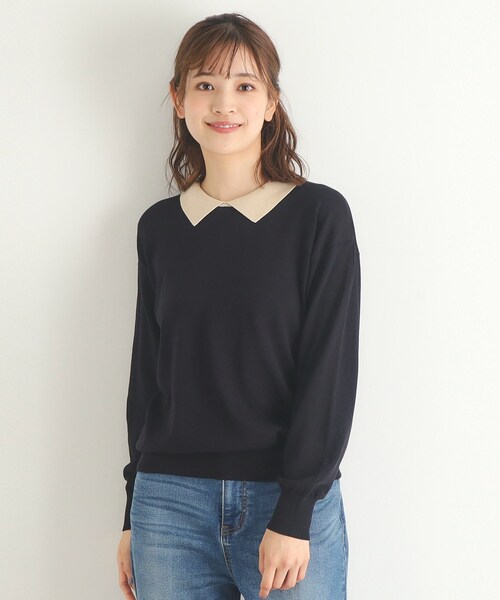 【セール】【4colors／Lサイズあり／コットン混／クレリックデザインあり】プルオーバーニット（ニット/セーター）｜LAURA ASHLEY（ローラアシュレイ）