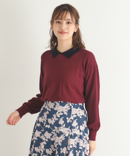 【セール】【4colors／Lサイズあり／コットン混／クレリックデザインあり】プルオーバーニット（ニット/セーター）｜LAURA ASHLEY（ローラアシュレイ）