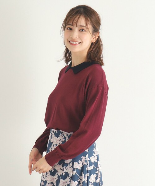 【セール】【4colors／Lサイズあり／コットン混／クレリックデザインあり】プルオーバーニット（ニット/セーター）｜LAURA ASHLEY（ローラアシュレイ）