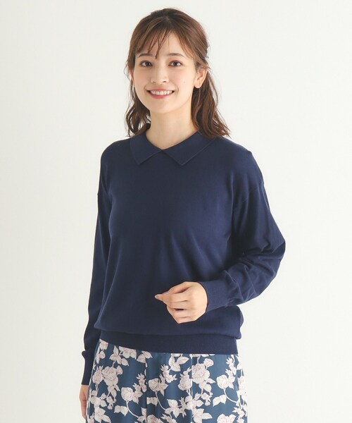 【セール】【4colors／Lサイズあり／コットン混／クレリックデザインあり】プルオーバーニット（ニット/セーター）｜LAURA ASHLEY（ローラアシュレイ）