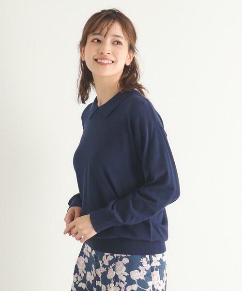 【セール】【4colors／Lサイズあり／コットン混／クレリックデザインあり】プルオーバーニット（ニット/セーター）｜LAURA ASHLEY（ローラアシュレイ）