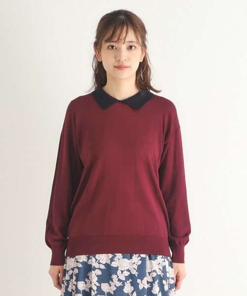 【セール】【4colors／Lサイズあり／コットン混／クレリックデザインあり】プルオーバーニット（ニット/セーター）｜LAURA ASHLEY（ローラアシュレイ）