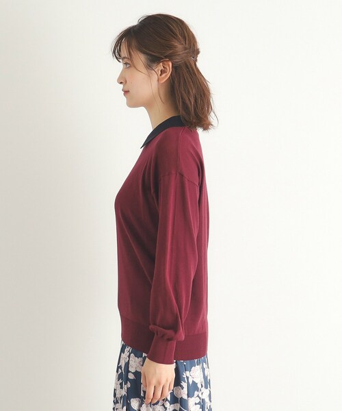 【セール】【4colors／Lサイズあり／コットン混／クレリックデザインあり】プルオーバーニット（ニット/セーター）｜LAURA ASHLEY（ローラアシュレイ）