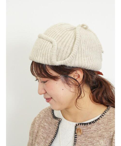 Samansa Mos2（サマンサ モスモス）の「ニットフライトキャップ（ハット・レディース・オフホワイト/ブラウン・F）」の4枚目の写真