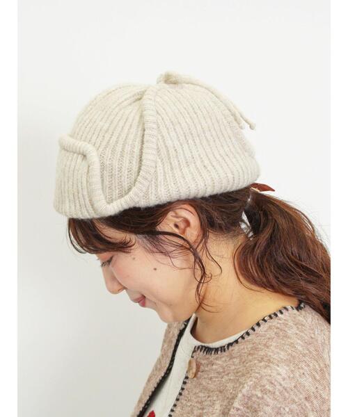 Samansa Mos2（サマンサ モスモス）の「ニットフライトキャップ（ハット・レディース・オフホワイト/ブラウン・F）」の5枚目の写真
