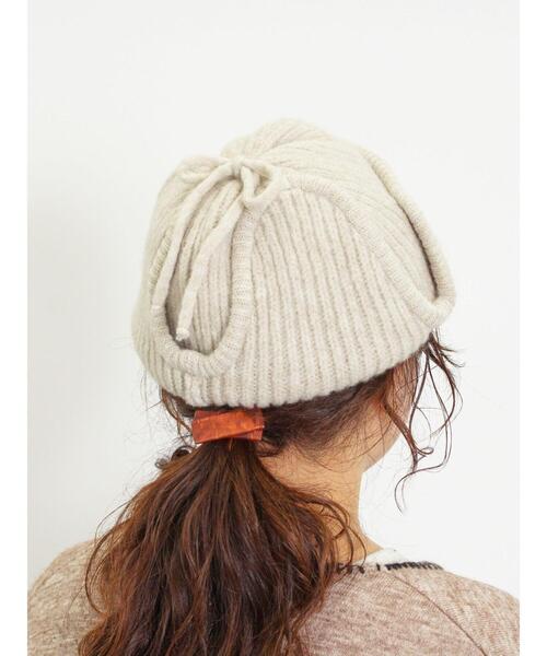 Samansa Mos2（サマンサ モスモス）の「ニットフライトキャップ（ハット・レディース・オフホワイト/ブラウン・F）」の6枚目の写真