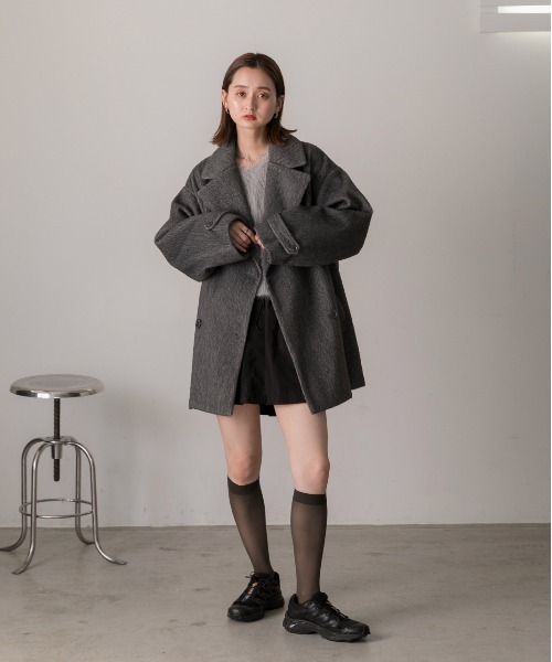 憧れの ad thie（アドティエ）の「シャギーコクーンミドルコート ジャケット・アウター
