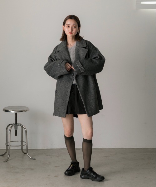 セール】シャギーコクーンミドルコート（ピーコート）｜ad thie