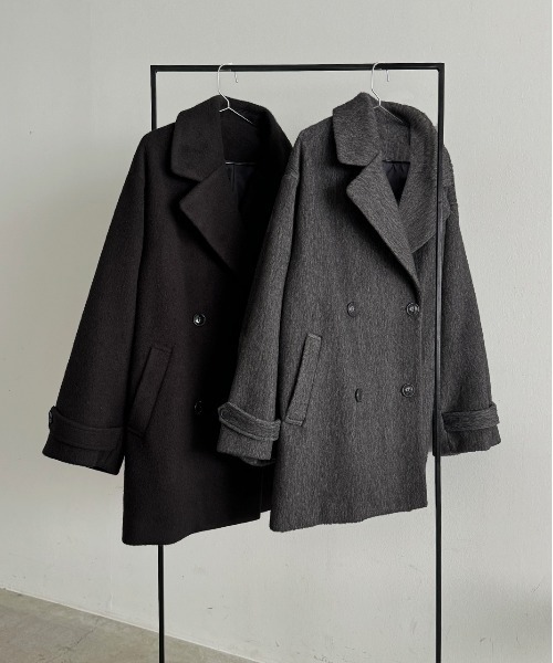 セール】シャギーコクーンミドルコート（ピーコート）｜ad thie