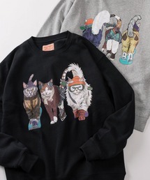 make a ray!（メイク ア レイ！）の「【81】フロント＆バック イヌネコ BIGイラスト 裏起毛 スウェット（スウェット・メンズ）」