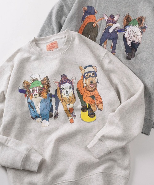 セール】【81】フロント＆バック イヌネコ BIGイラスト 裏起毛