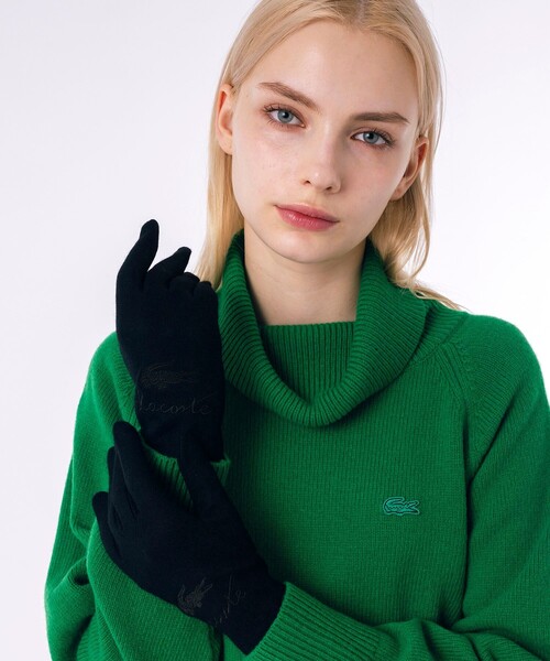 LACOSTE(ラコステ)の「ブレンドウールジャージグローブ タッチパネル対応(手袋・レディース・ブラック/グレー/ダークネイビー・FREE)」の2枚目の写真
