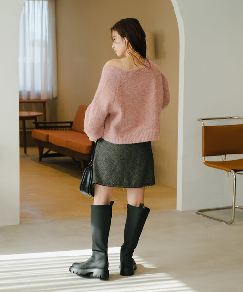 Kastane(カスタネ)の「*【前後2WAY/WEB限定】カーブスリーブメランジニット(ニット/セーター・レディース・アイボリー/ピンク/モカ/イエロー・FREE)」の13枚目の写真