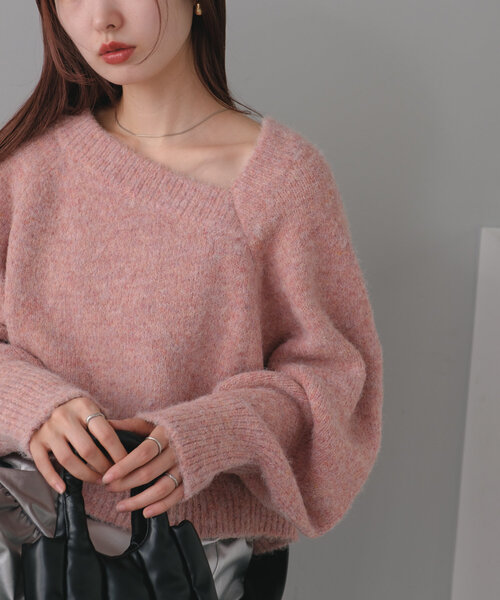 Kastane(カスタネ)の「*【前後2WAY/WEB限定】カーブスリーブメランジニット(ニット/セーター・レディース・アイボリー/ピンク/モカ/イエロー・FREE)」の15枚目の写真