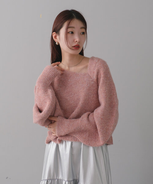 Kastane(カスタネ)の「*【前後2WAY/WEB限定】カーブスリーブメランジニット(ニット/セーター・レディース・アイボリー/ピンク/モカ/イエロー・FREE)」の17枚目の写真