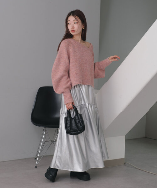 Kastane(カスタネ)の「*【前後2WAY/WEB限定】カーブスリーブメランジニット(ニット/セーター・レディース・アイボリー/ピンク/モカ/イエロー・FREE)」の18枚目の写真