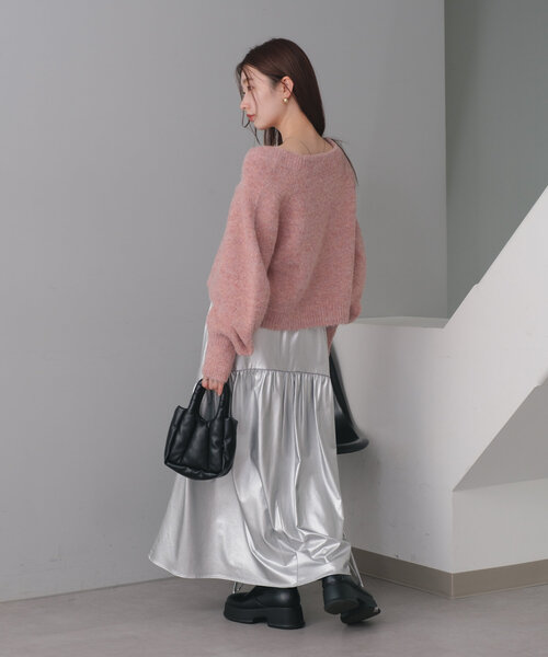 Kastane(カスタネ)の「*【前後2WAY/WEB限定】カーブスリーブメランジニット(ニット/セーター・レディース・アイボリー/ピンク/モカ/イエロー・FREE)」の19枚目の写真