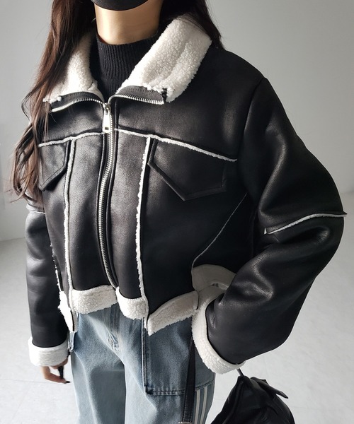 【 ２color 】スタンドカラーソフトライトムートンジャケット ／ stand collar soft light mouton jacket（ムートンコート）｜me+em select（ミームセレクト）