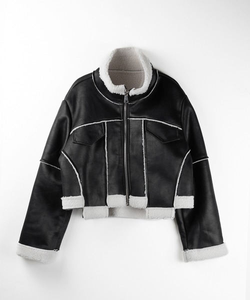 【 ２color 】スタンドカラーソフトライトムートンジャケット ／ stand collar soft light mouton jacket（ムートンコート）｜me+em select（ミームセレクト）