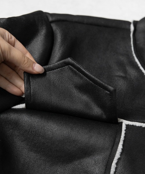 【 ２color 】スタンドカラーソフトライトムートンジャケット ／ stand collar soft light mouton jacket（ムートンコート）｜me+em select（ミームセレクト）