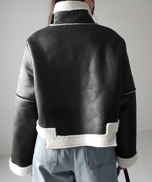 【 ２color 】スタンドカラーソフトライトムートンジャケット ／ stand collar soft light mouton jacket（ムートンコート）｜me+em select（ミームセレクト）