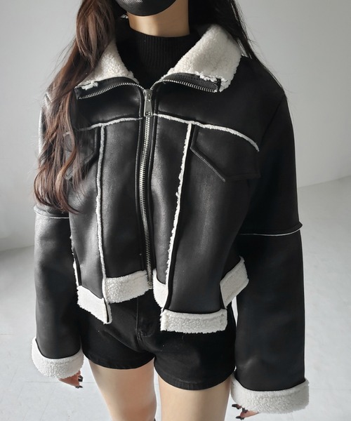 【 ２color 】スタンドカラーソフトライトムートンジャケット ／ stand collar soft light mouton jacket（ムートンコート）｜me+em select（ミームセレクト）