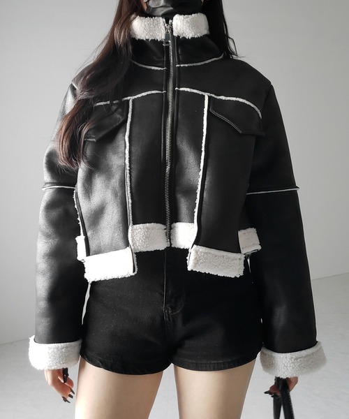 【 ２color 】スタンドカラーソフトライトムートンジャケット ／ stand collar soft light mouton jacket（ムートンコート）｜me+em select（ミームセレクト）