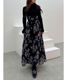 MERCURYDUO | フラワードッキングロングスリーブワンピース(ワンピース)