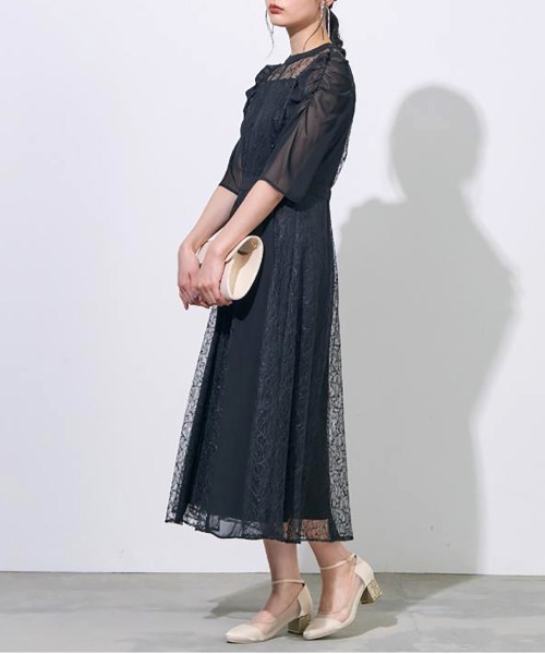セール】【metoi】シフォン切り替えレースドレス 結婚式 二次会