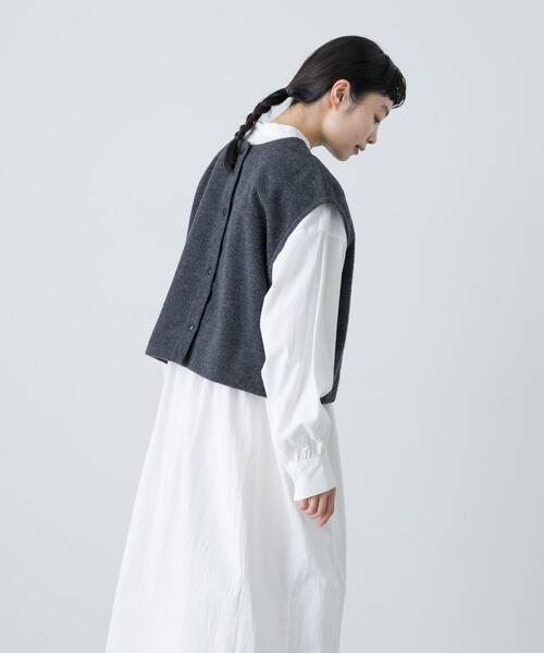 kagure かぐれ ナッピングウール2WAYベスト トップス グレー ワイド kagure かぐれ ナッピングウール2WAYベスト トップス グレー ワイド