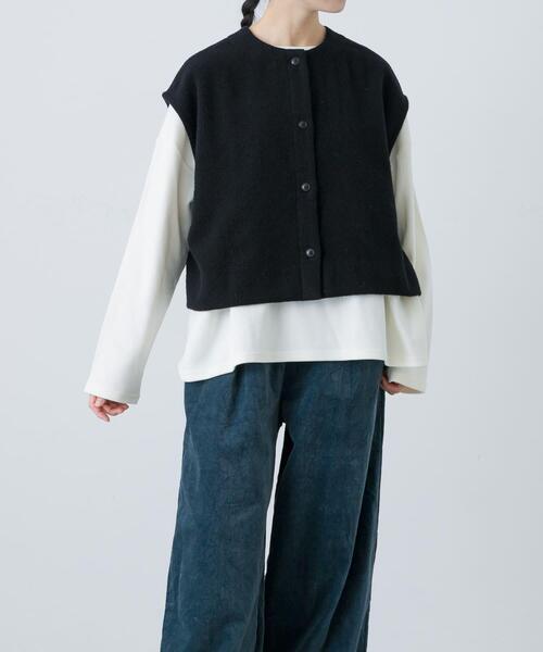 kagure かぐれ ナッピングウール2WAYベスト トップス グレー ワイド kagure かぐれ ナッピングウール2WAYベスト トップス グレー ワイド