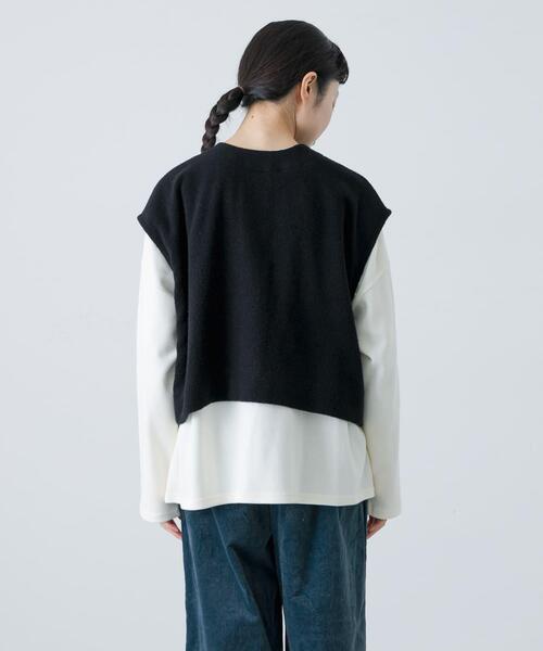 kagure かぐれ ナッピングウール2WAYベスト トップス グレー ワイド かぐれ（カグレ）の「ナッピングウール2WAYベスト（ベスト）」 - WEAR