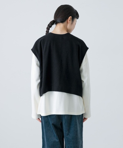 kagure かぐれ ナッピングウール2WAYベスト トップス グレー ワイド かぐれ｜ナッピングウール2WAYベスト - かぐれ(カグレ) | キナリノモール