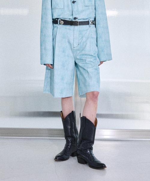 seyto(セイト)の「Scratch pattern wide harf pants / スクラッチパターンプリントワイドハーフパンツ(その他パンツ・メンズ・ブルー/ブラック・0/3/2/1)」の9枚目の写真
