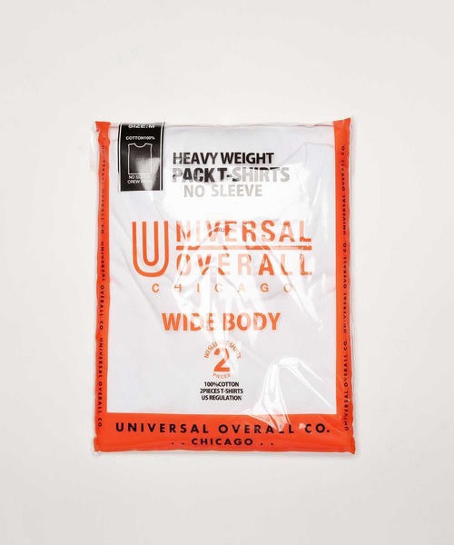 UNIVERSAL OVERALL(ユニバーサルオーバーオール)の「WIDE HEAVY 2P PACKS NO SLEEVE TEE / 2枚セット パックTシャツ(Tシャツ/カットソー・メンズ・ブラック/ホワイト・M/L/S)」の2枚目の写真