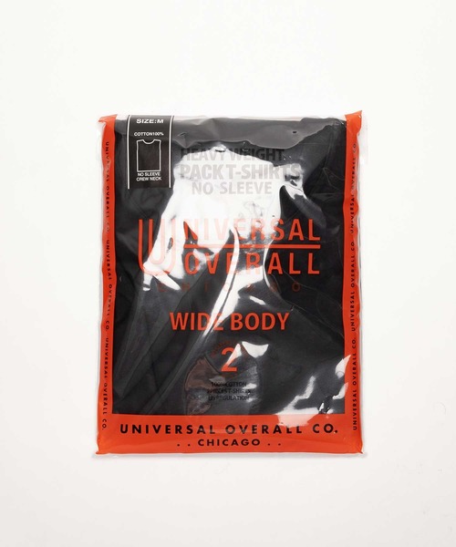 UNIVERSAL OVERALL(ユニバーサルオーバーオール)の「WIDE HEAVY 2P PACKS NO SLEEVE TEE / 2枚セット パックTシャツ(Tシャツ/カットソー・メンズ・ブラック/ホワイト・M/L/S)」の1枚目の写真