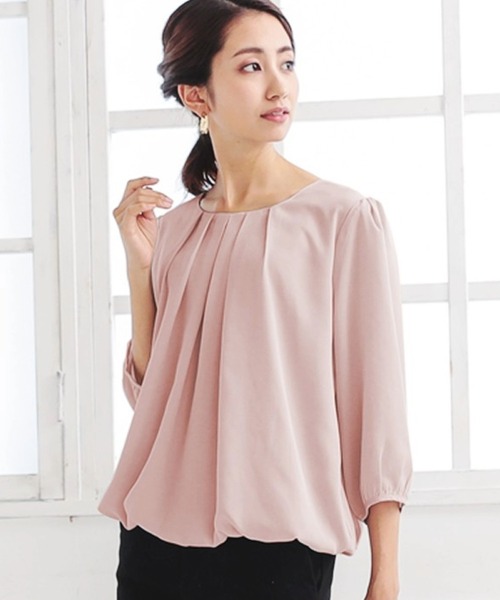 aquagarage（アクアガレージ）の「フロントタックシフォンブラウス（シャツ/ブラウス・レディース・ライトピンク/ブラック/アイボリー/ライトブルー/オフホワイト/モカ/ネイビー/ピンク/ライトグレー・M/L/LL/3L/S/4L）」の9枚目の写真