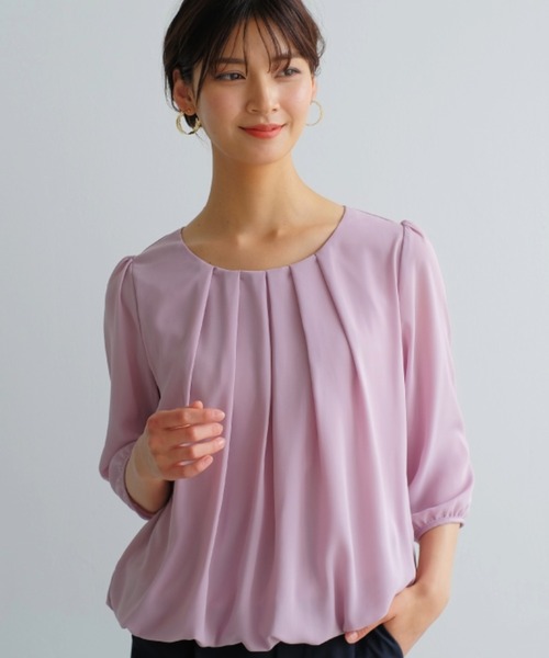 aquagarage（アクアガレージ）の「フロントタックシフォンブラウス（シャツ/ブラウス・レディース・ライトピンク/ブラック/アイボリー/ライトブルー/オフホワイト/モカ/ネイビー/ピンク/ライトグレー・M/L/LL/3L/S/4L）」の8枚目の写真