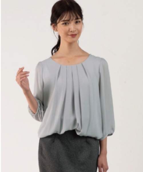 aquagarage（アクアガレージ）の「フロントタックシフォンブラウス（シャツ/ブラウス・レディース・ライトピンク/ブラック/アイボリー/ライトブルー/オフホワイト/モカ/ネイビー/ピンク/ライトグレー・M/L/LL/3L/S/4L）」の16枚目の写真