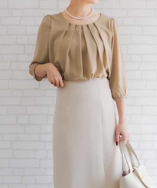 aquagarage（アクアガレージ）の「フロントタックシフォンブラウス（シャツ/ブラウス・レディース・ライトピンク/ブラック/アイボリー/ライトブルー/オフホワイト/モカ/ネイビー/ピンク/ライトグレー・M/L/LL/3L/S/4L）」の20枚目の写真