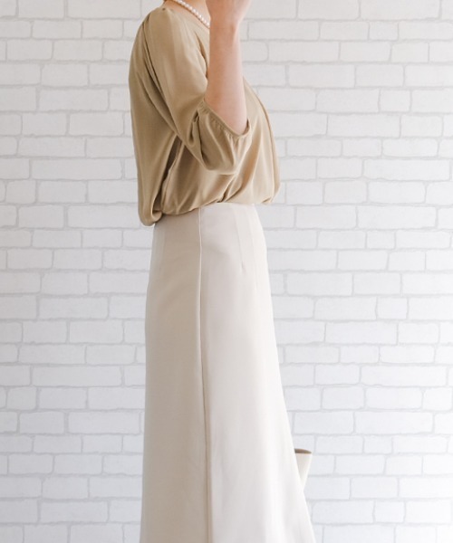 aquagarage（アクアガレージ）の「フロントタックシフォンブラウス（シャツ/ブラウス・レディース・ライトピンク/ブラック/アイボリー/ライトブルー/オフホワイト/モカ/ネイビー/ピンク/ライトグレー・M/L/LL/3L/S/4L）」の21枚目の写真