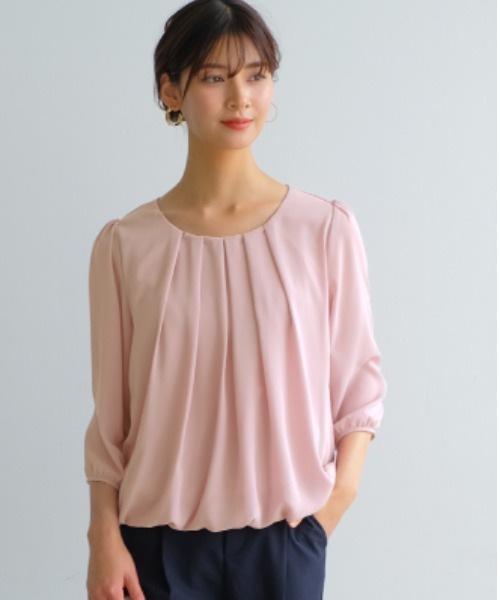 aquagarage（アクアガレージ）の「フロントタックシフォンブラウス（シャツ/ブラウス・レディース・ライトピンク/ブラック/アイボリー/ライトブルー/オフホワイト/モカ/ネイビー/ピンク/ライトグレー・M/L/LL/3L/S/4L）」の22枚目の写真