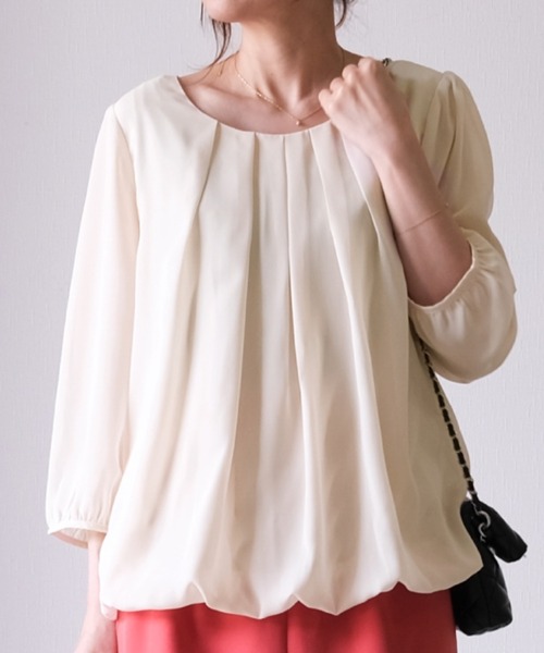 aquagarage（アクアガレージ）の「フロントタックシフォンブラウス（シャツ/ブラウス・レディース・ライトピンク/ブラック/アイボリー/ライトブルー/オフホワイト/モカ/ネイビー/ピンク/ライトグレー・M/L/LL/3L/S/4L）」の14枚目の写真