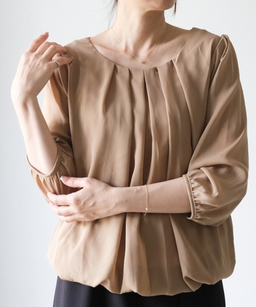 aquagarage（アクアガレージ）の「フロントタックシフォンブラウス（シャツ/ブラウス・レディース・ライトピンク/ブラック/アイボリー/ライトブルー/オフホワイト/モカ/ネイビー/ピンク/ライトグレー・M/L/LL/3L/S/4L）」の15枚目の写真